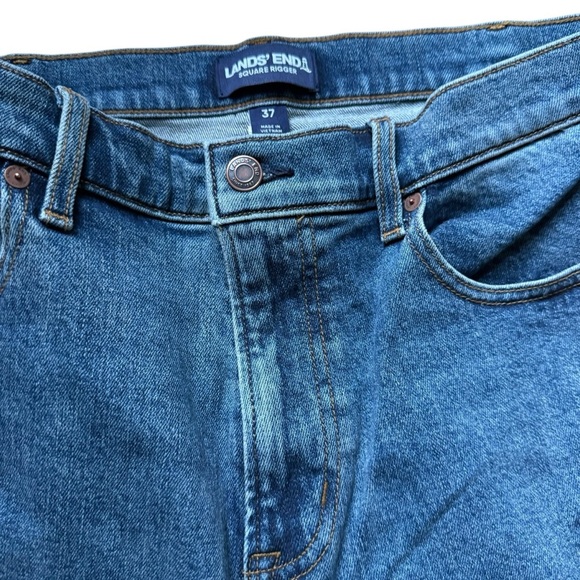 Lands' End Men's 37 Square Rigger Traditional Fit Coupe Classique Blue Jeans - Picture 4 of 11